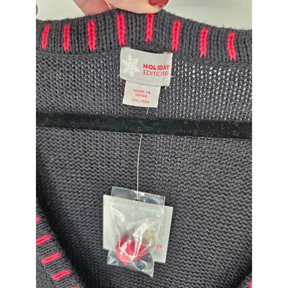 Holiday Editions Women's Black Christmas Holiday Sweater Vest Size XXL - Picture 5 of 6